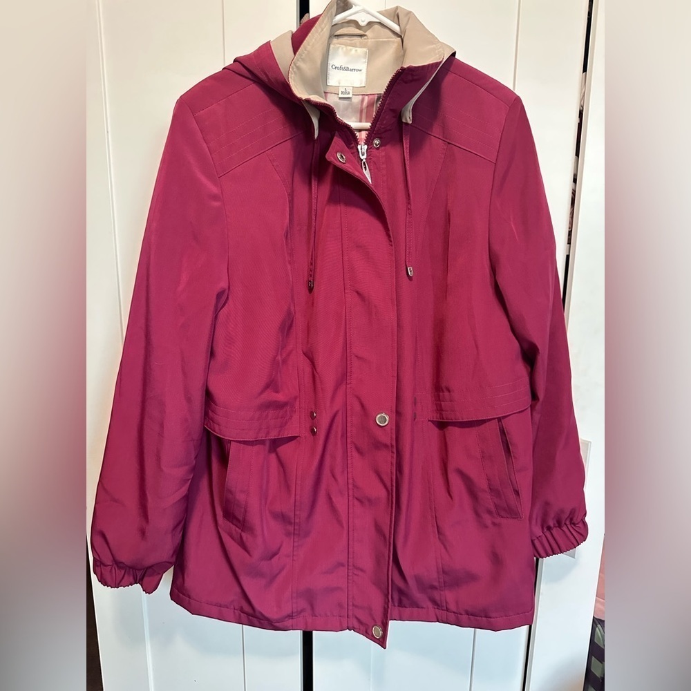 Croft & Barrow Red/Dark Pink Zip Up Hoodie Jacket size L